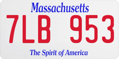 MA license plate 7LB953