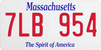 MA license plate 7LB954