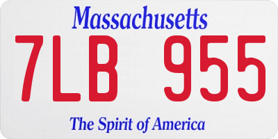 MA license plate 7LB955