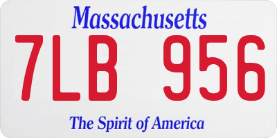 MA license plate 7LB956