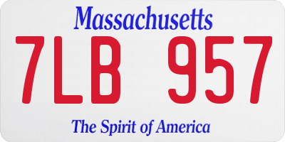 MA license plate 7LB957