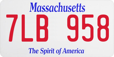 MA license plate 7LB958