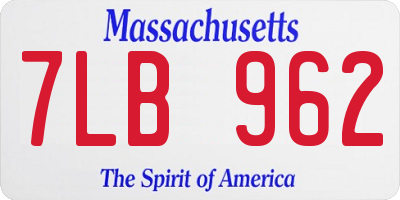 MA license plate 7LB962