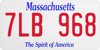 MA license plate 7LB968