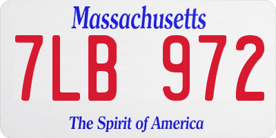 MA license plate 7LB972