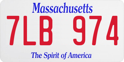 MA license plate 7LB974