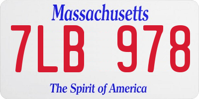 MA license plate 7LB978