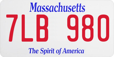 MA license plate 7LB980