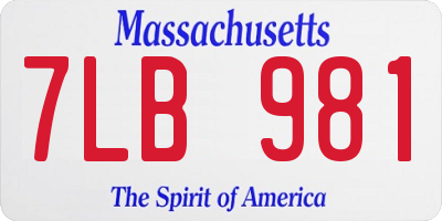 MA license plate 7LB981