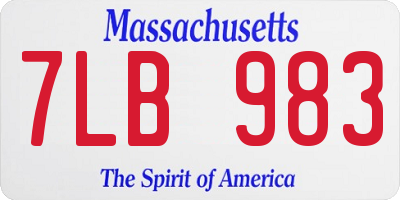 MA license plate 7LB983