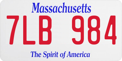 MA license plate 7LB984