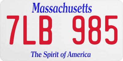 MA license plate 7LB985