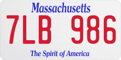 MA license plate 7LB986
