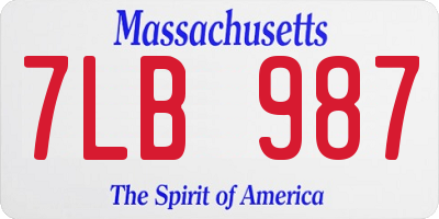 MA license plate 7LB987