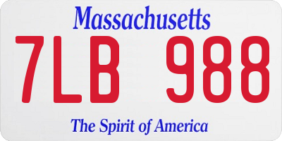 MA license plate 7LB988