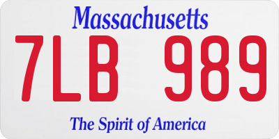 MA license plate 7LB989