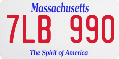 MA license plate 7LB990