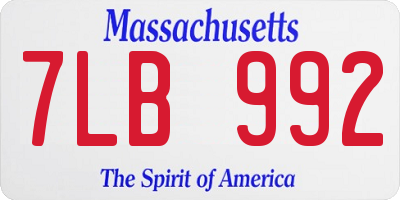 MA license plate 7LB992