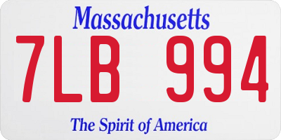 MA license plate 7LB994