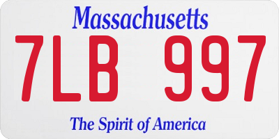 MA license plate 7LB997