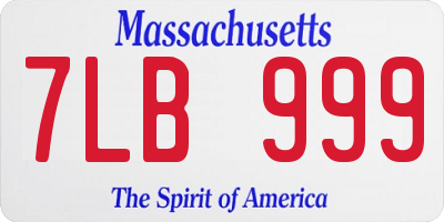 MA license plate 7LB999