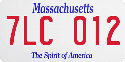 MA license plate 7LC012