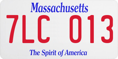 MA license plate 7LC013
