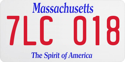 MA license plate 7LC018