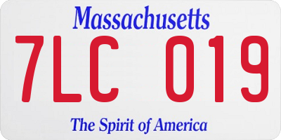 MA license plate 7LC019