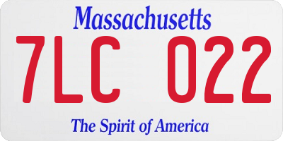 MA license plate 7LC022