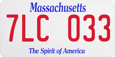 MA license plate 7LC033