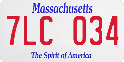 MA license plate 7LC034