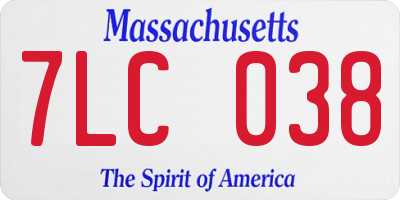 MA license plate 7LC038
