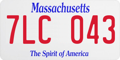 MA license plate 7LC043