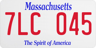 MA license plate 7LC045