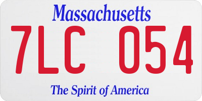 MA license plate 7LC054