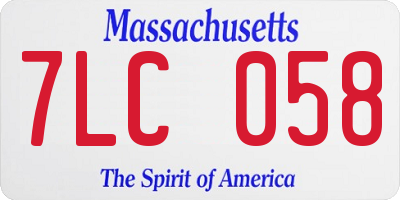 MA license plate 7LC058