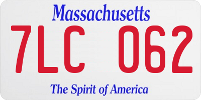 MA license plate 7LC062
