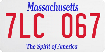 MA license plate 7LC067