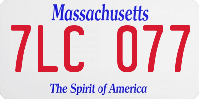 MA license plate 7LC077