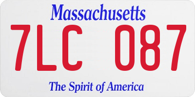 MA license plate 7LC087