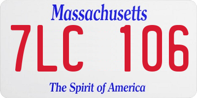 MA license plate 7LC106