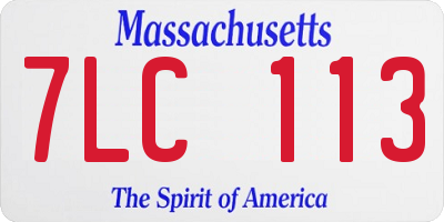 MA license plate 7LC113