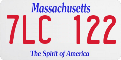 MA license plate 7LC122