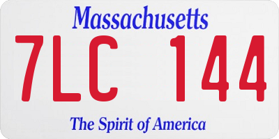 MA license plate 7LC144