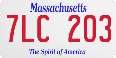MA license plate 7LC203