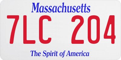 MA license plate 7LC204
