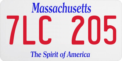 MA license plate 7LC205