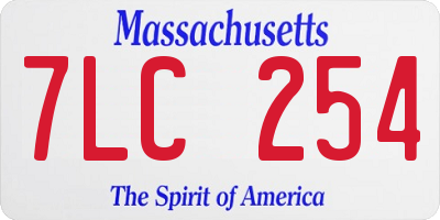 MA license plate 7LC254