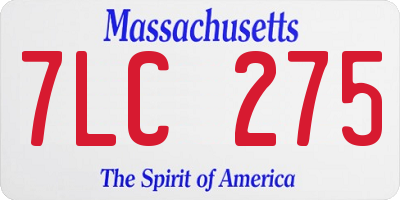 MA license plate 7LC275
